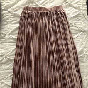 Long velvet blush pink skirt